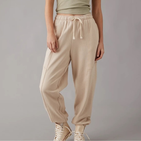 American Eagle Sherpa Baggy Jogger Tan Size XS - Picture 7 of 7